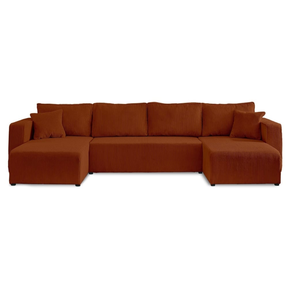 Canapé panoramique 7 places En U en Velours côtelé Terracotta