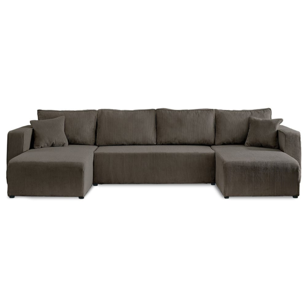 Canapé panoramique 7 places En U en Velours côtelé Gris