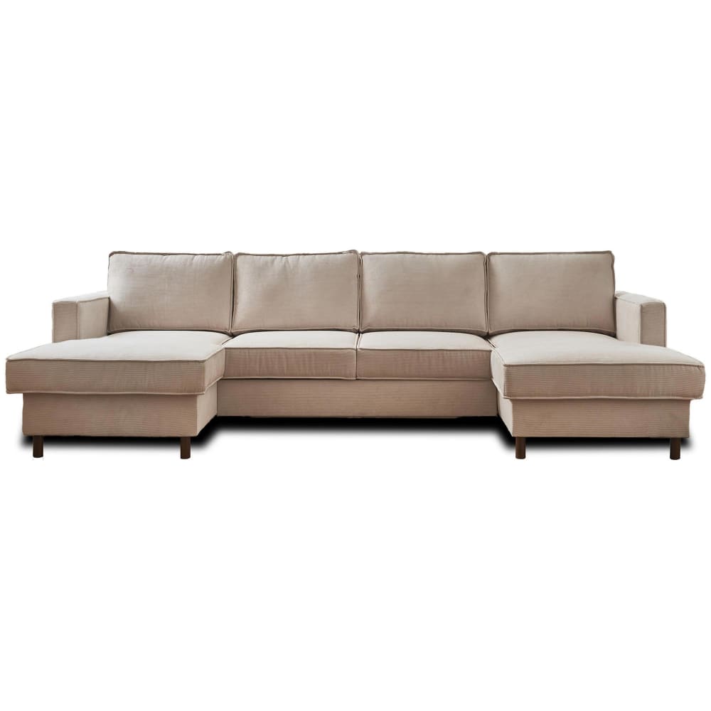 Canapé panoramique 7 places En U en Velours côtelé Beige