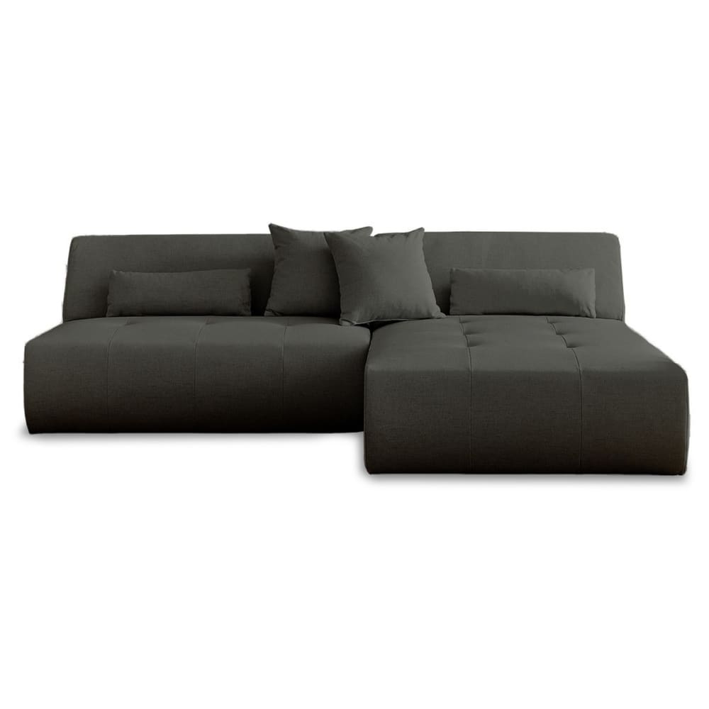 Canapé d'angle réversible 4 places en tissu gris foncé