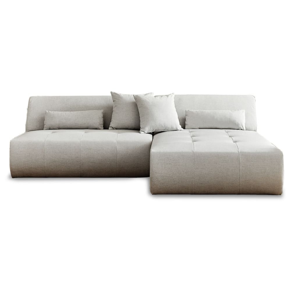 Canapé d'angle 4 places en tissu gris clair