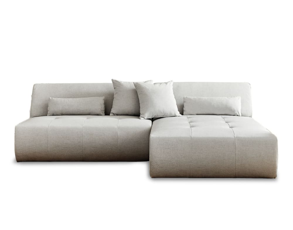 Canapé d'angle 4 places en tissu gris clair - Maisons du Monde