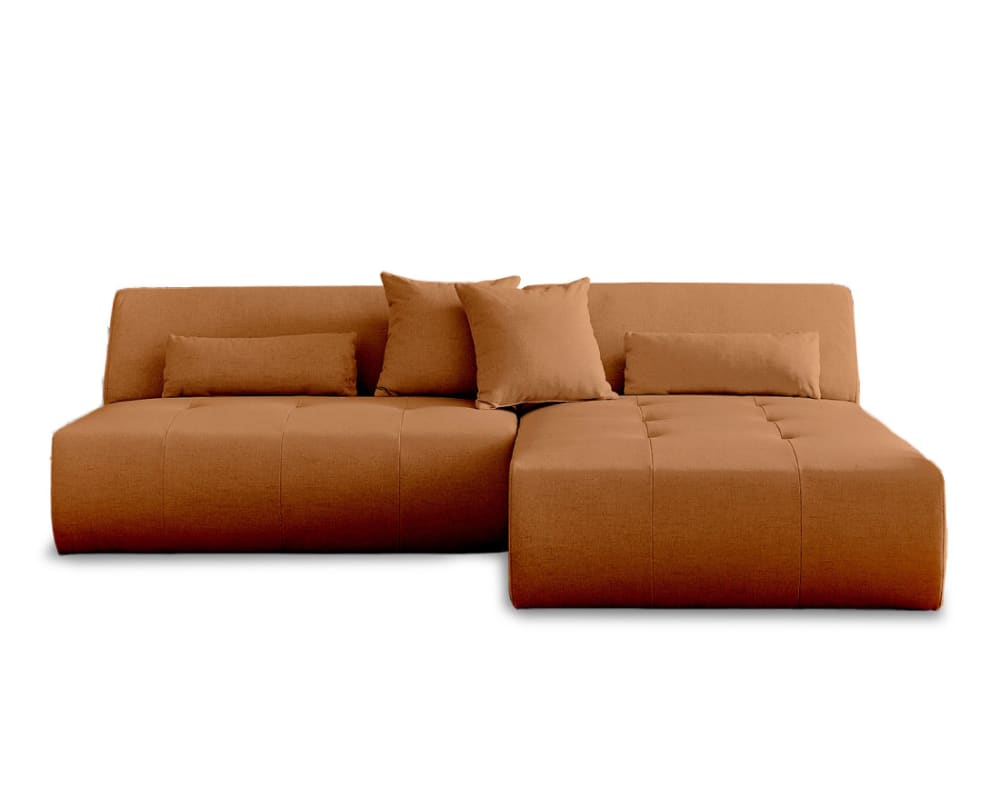 Canapé modulable d'angle réversible 4 places en tissu rouille - Maisons du Monde