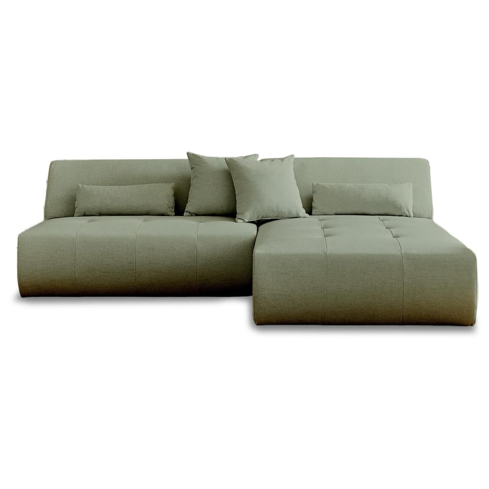 Canapé d'angle réversible 4 places en tissu vert sauge