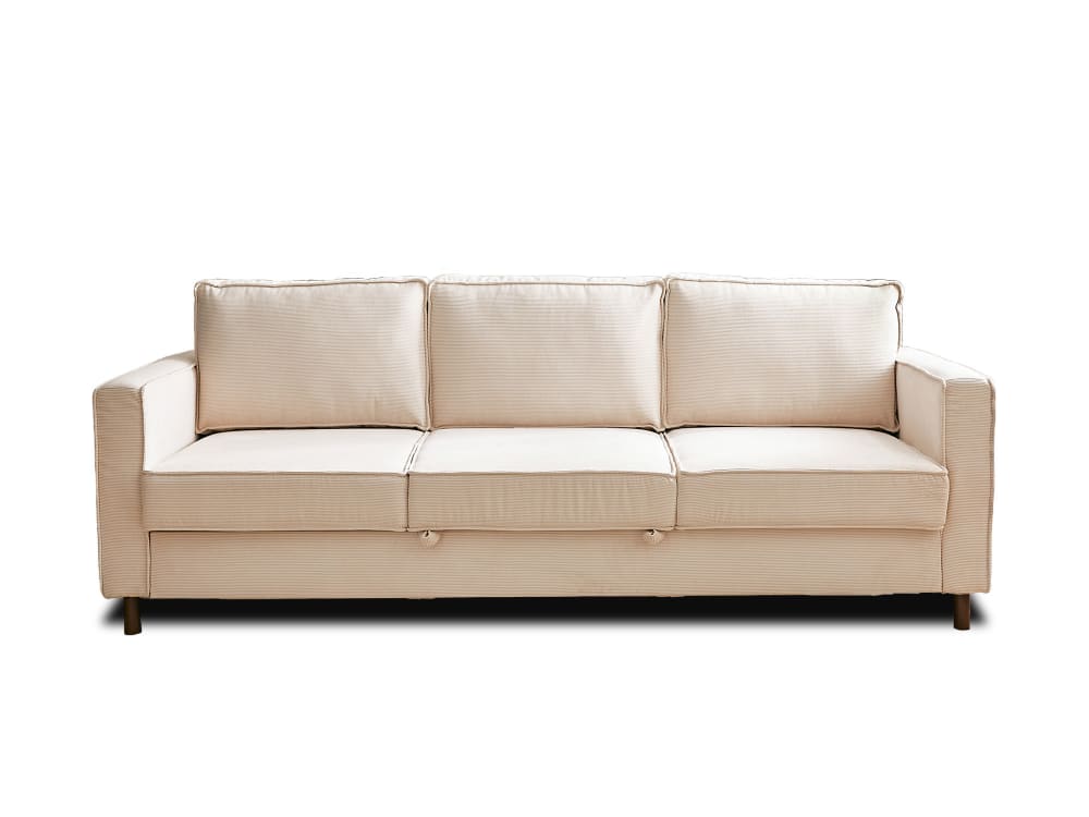 Canapé 3 places convertible en velours côtelé beige - Maisons du Monde