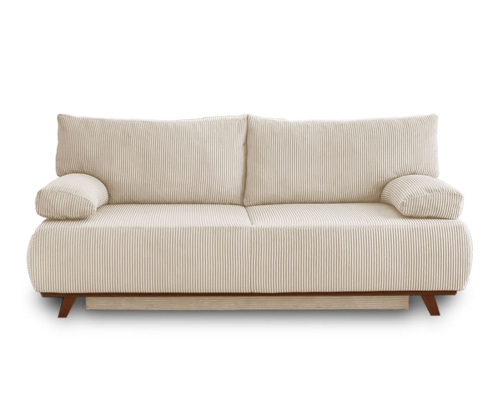 Canapé droit convertible 3 places avec coffre en velours côtelé beige - Maisons du Monde