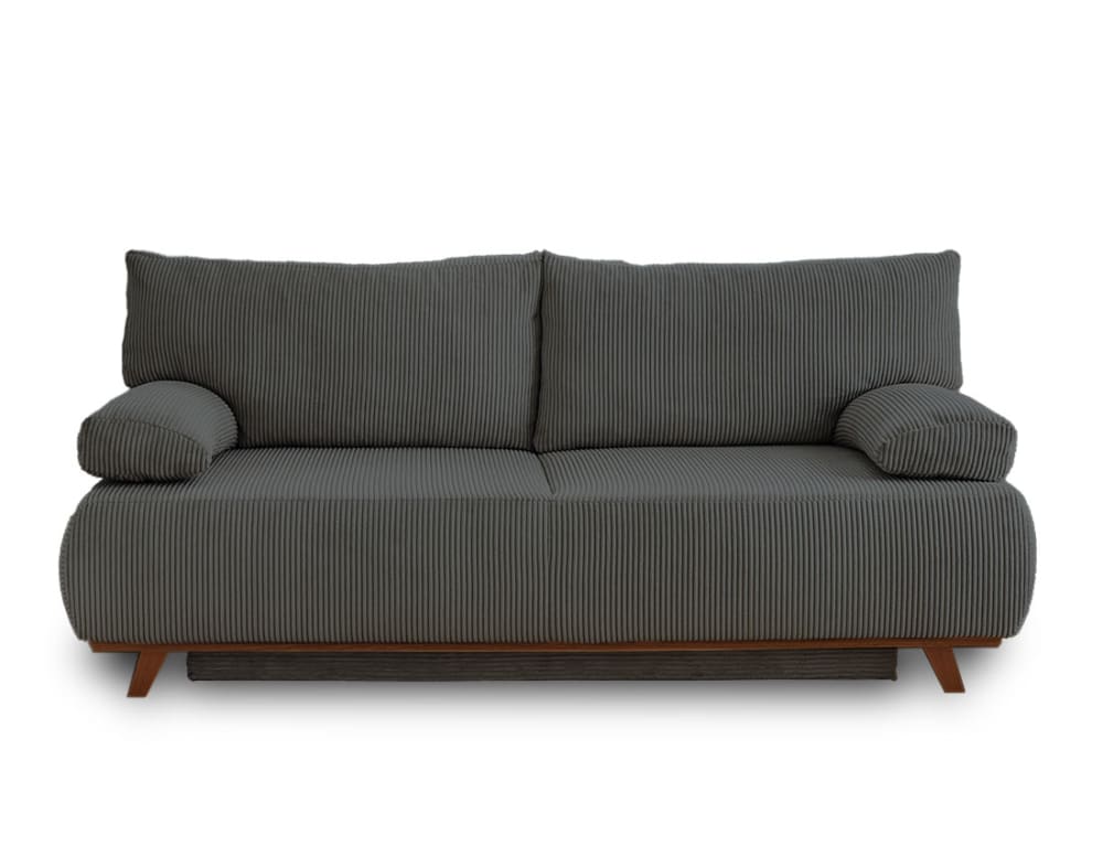 Canapé droit convertible 3 places en velours côtelé gris foncé - Maisons du Monde