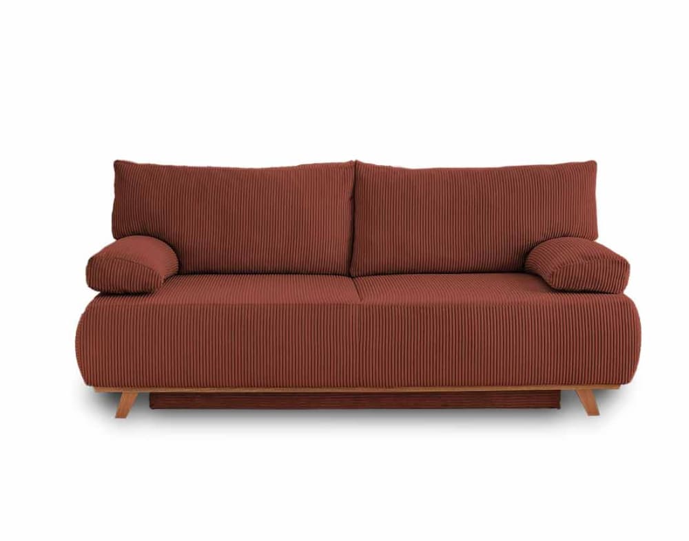 Canapé droit convertible 3 places en velours côtelé terracotta - Maisons du Monde