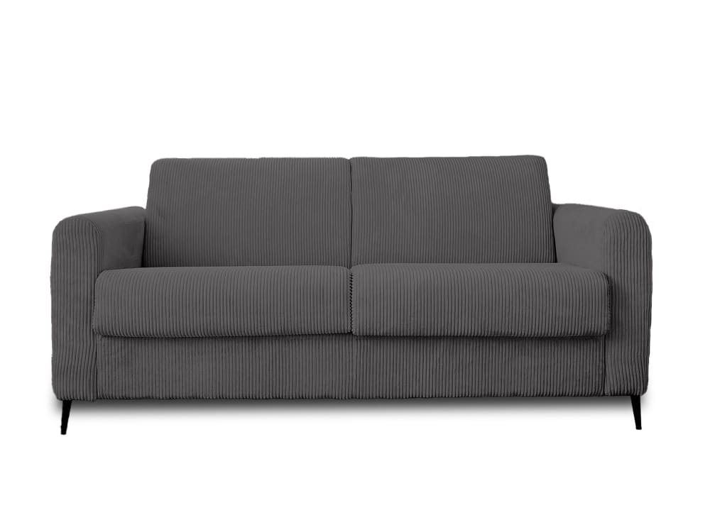 Canapé convertible 3 places en velours côtelé matelas 12 cm gris foncé