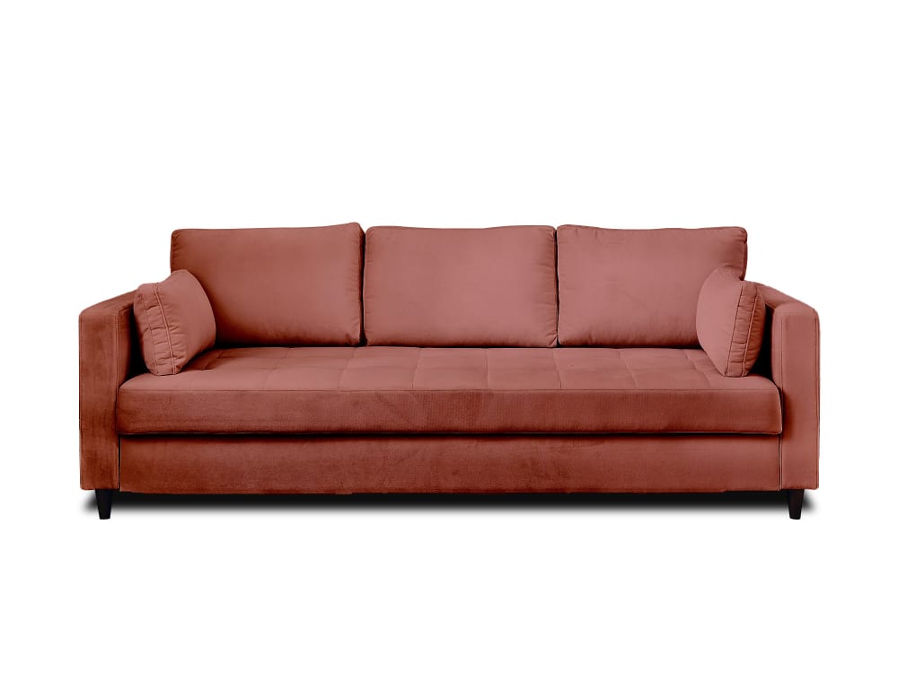 Canapé droit convertible 3 places en velours rose