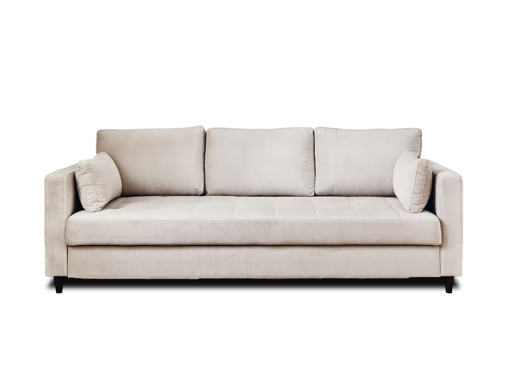Canapé droit convertible 3 places en velours beige