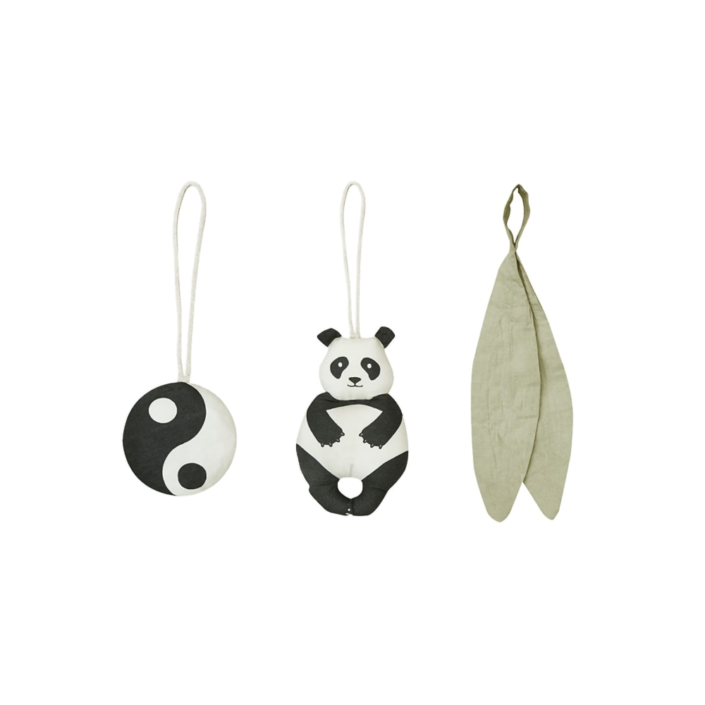 Lot de 3 suspensions pour jouets à hochets - Panda 3x42x11 cm