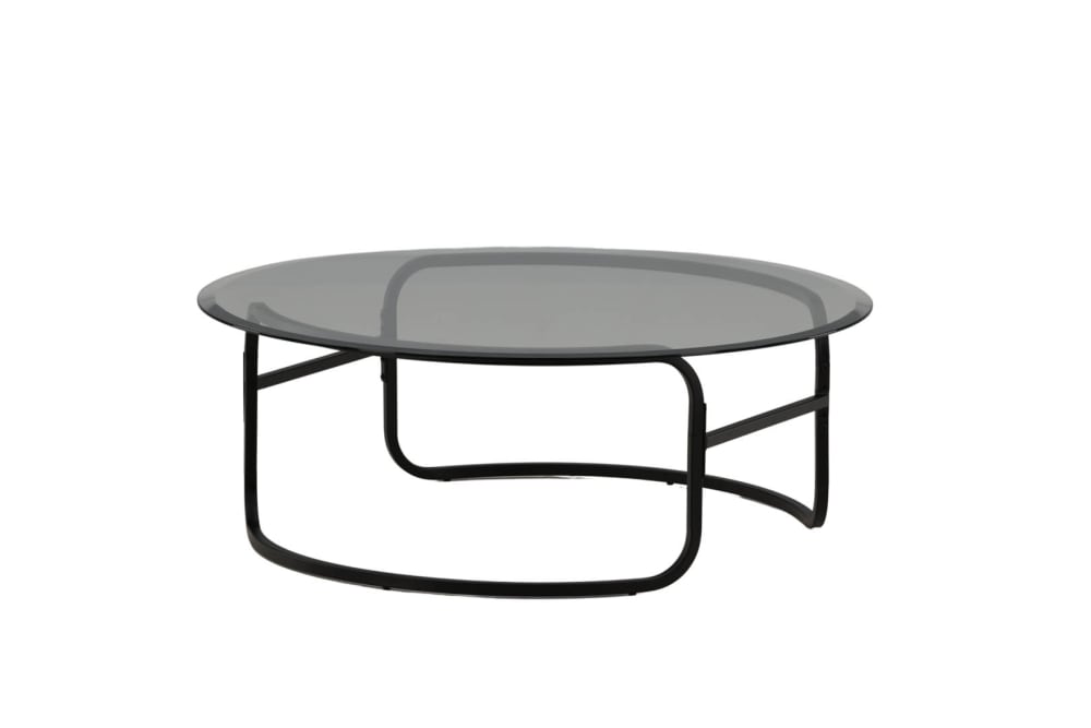 Table basse ronde en verre pieds métal noir ALIZOE verre + métal - Maisons du Monde