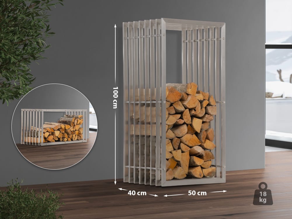Soporte para troncos de madera en metal acero inoxidable - Maisons du Monde
