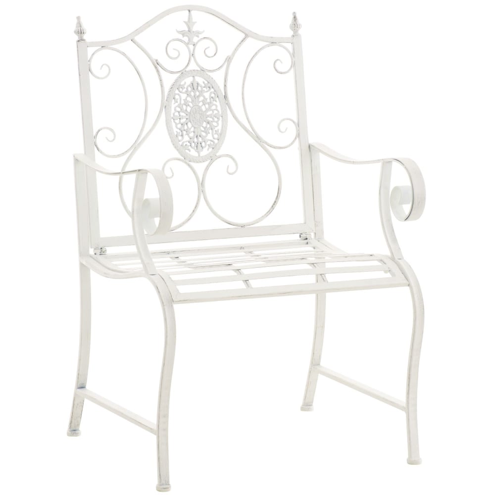 Silla de exterior con reposabrazos en metal blanco antiguo - Maisons du Monde