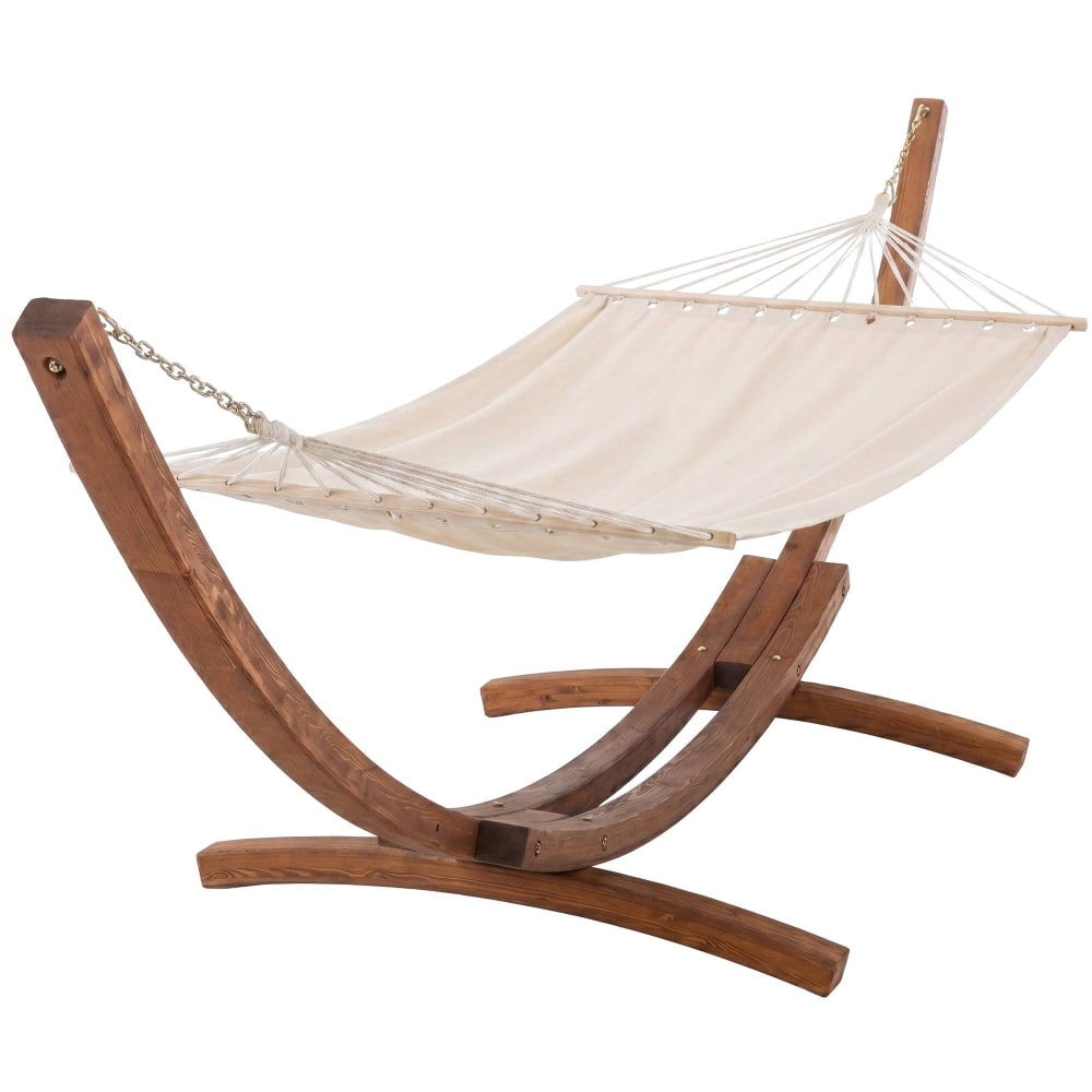Hamaca con soporte de madera y vela en tela crema - Maisons du Monde