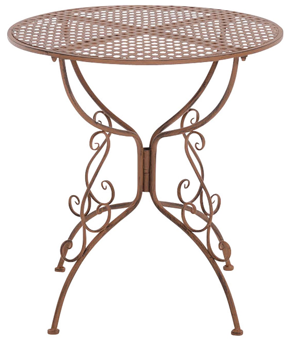 Table de jardin ronde en métal Marron antique