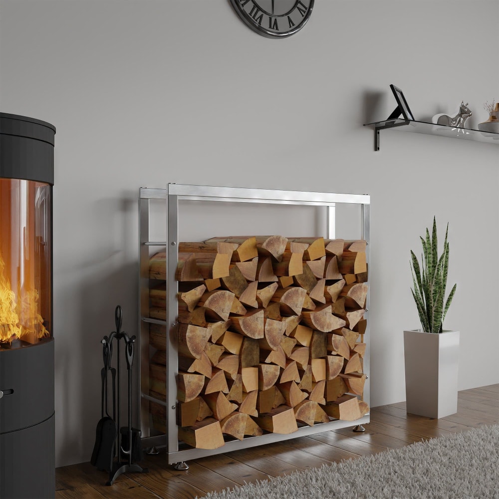Porte-bûches solide et design en acier inoxydable Acier inoxydable