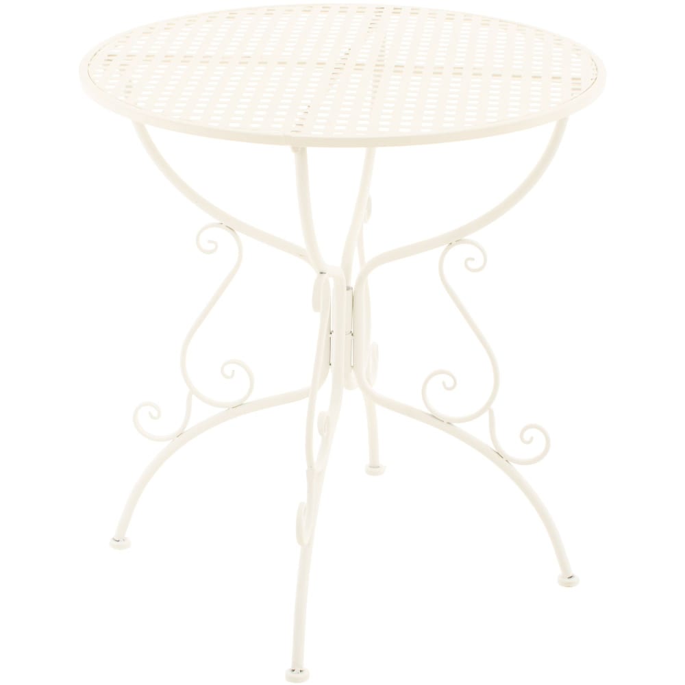 Table de jardin ronde en metall blanc Table de jardin ronde en metall blanc