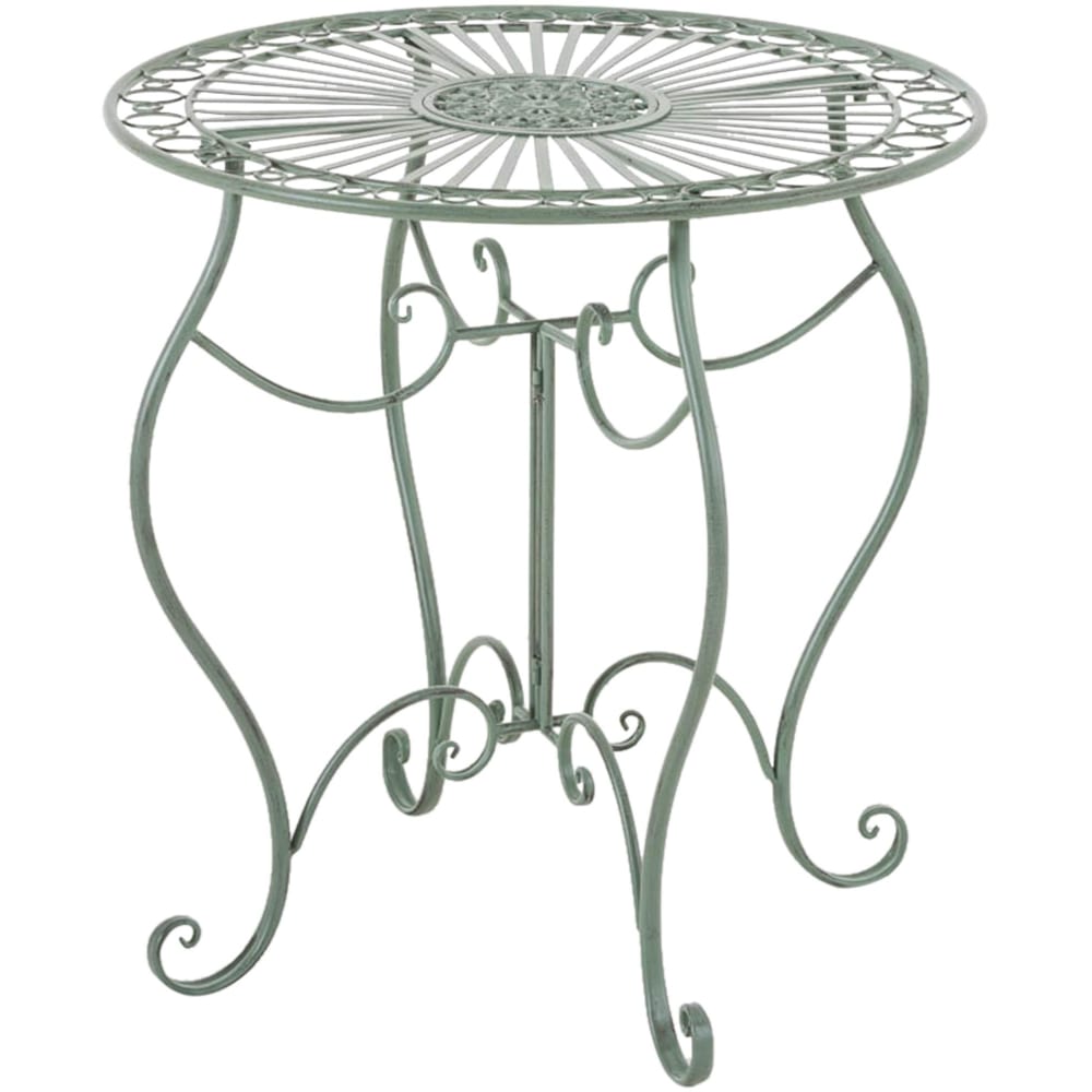 Table de jardin avec plateau rond en metall vert antique - Maisons du Monde