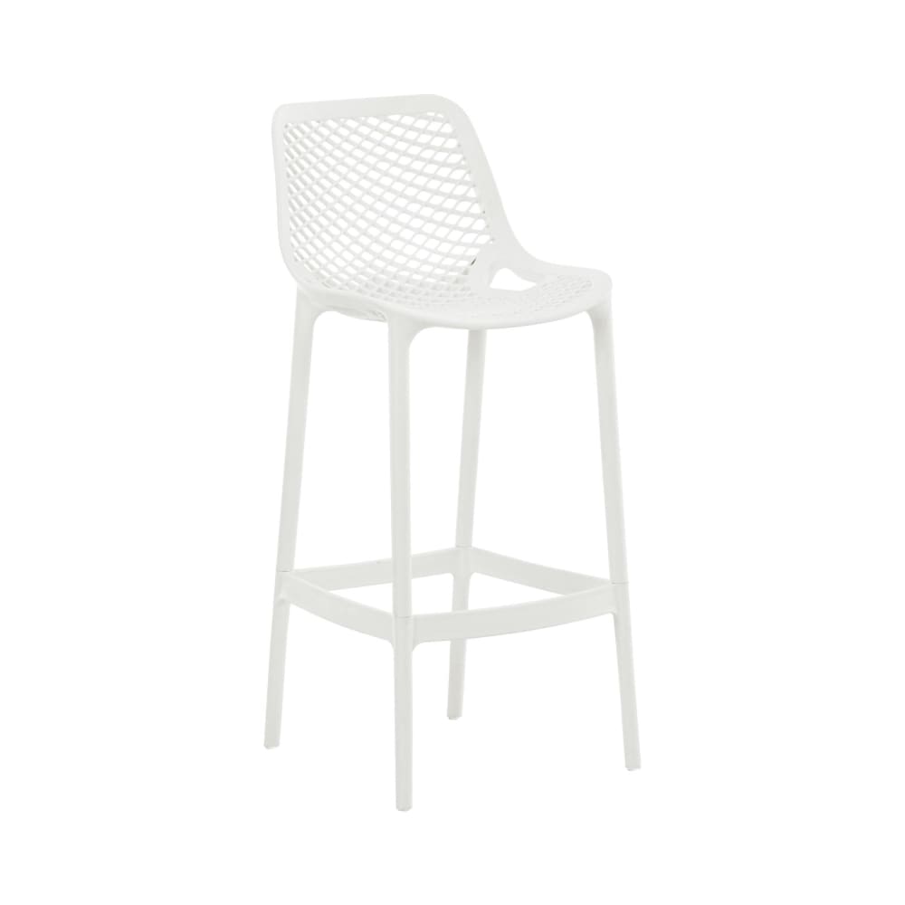 Tabouret de bar d'extérieur avec repose-pieds résine Blanc