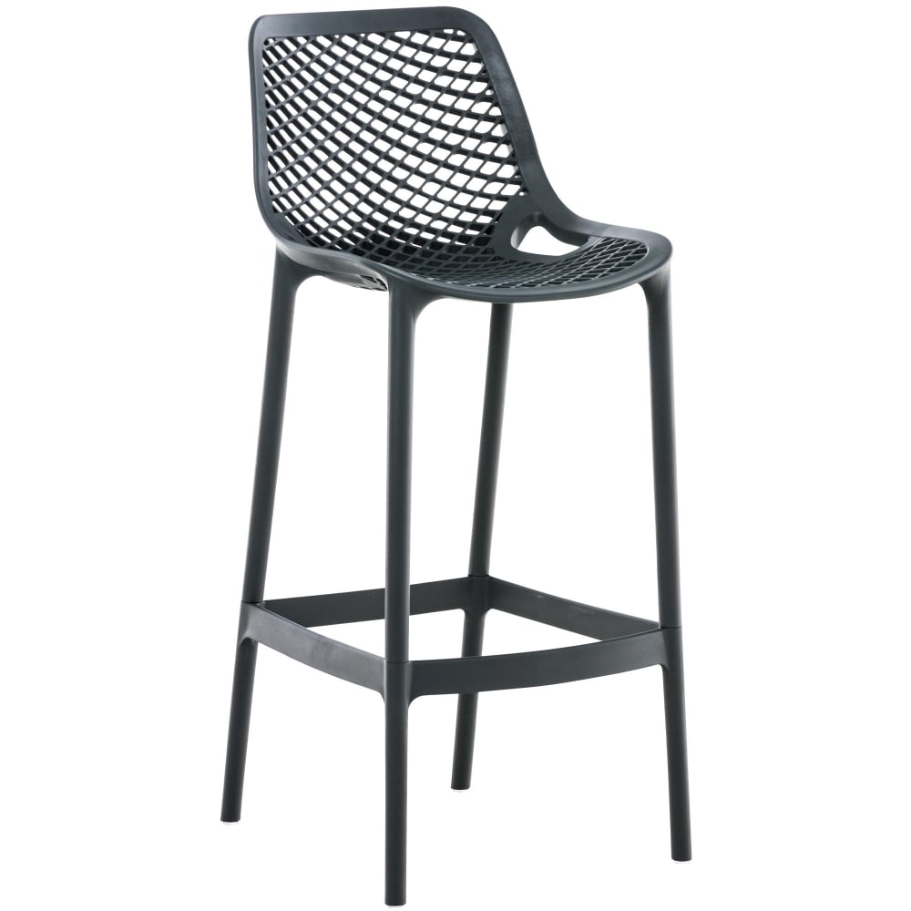 Taburete para exterior con resplado en plástico gris oscuro - Maisons du Monde