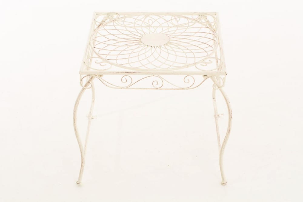 Table de jardin carrée résistante en métal Crème antique - Maisons du Monde
