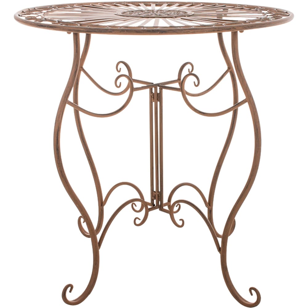 Mesa redonda de exterior para 4 personas en metal marrón antiguo - Maisons du Monde
