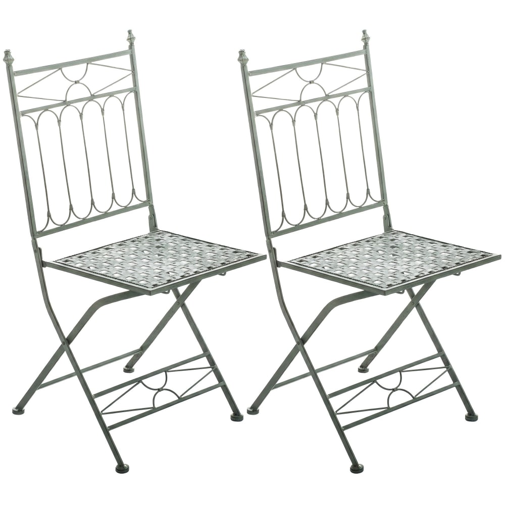 Set de 2 sillas para exterior plegables en metal verde antiguo - Maisons du Monde