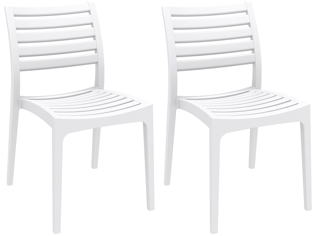 Lot de 2 chaises de jardin empilables en résine Blanc