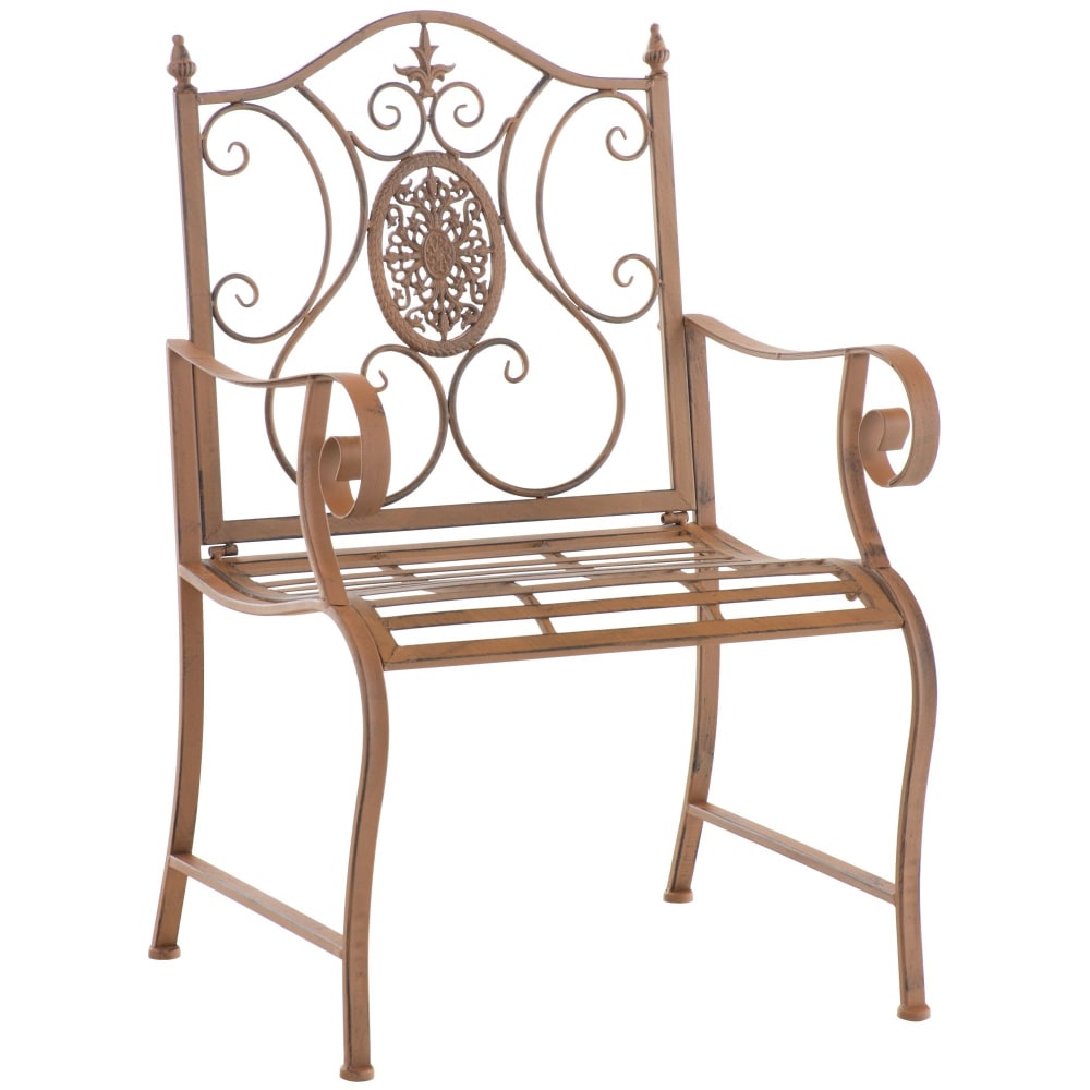 Silla de exterior con reposabrazos en metal marrón antiguo - Maisons du Monde