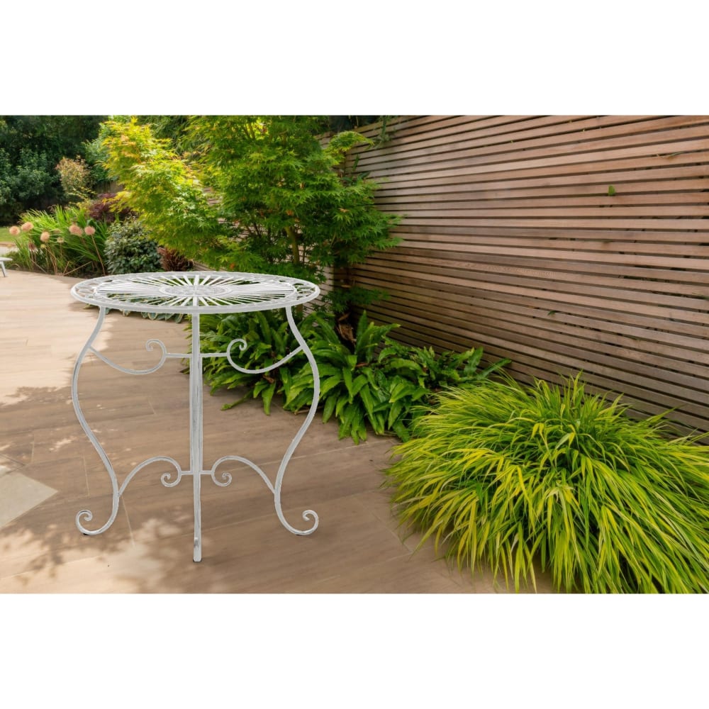 Tavolo da giardino in metallo colore bianco antico - Modello Contemporaneo - Metallo