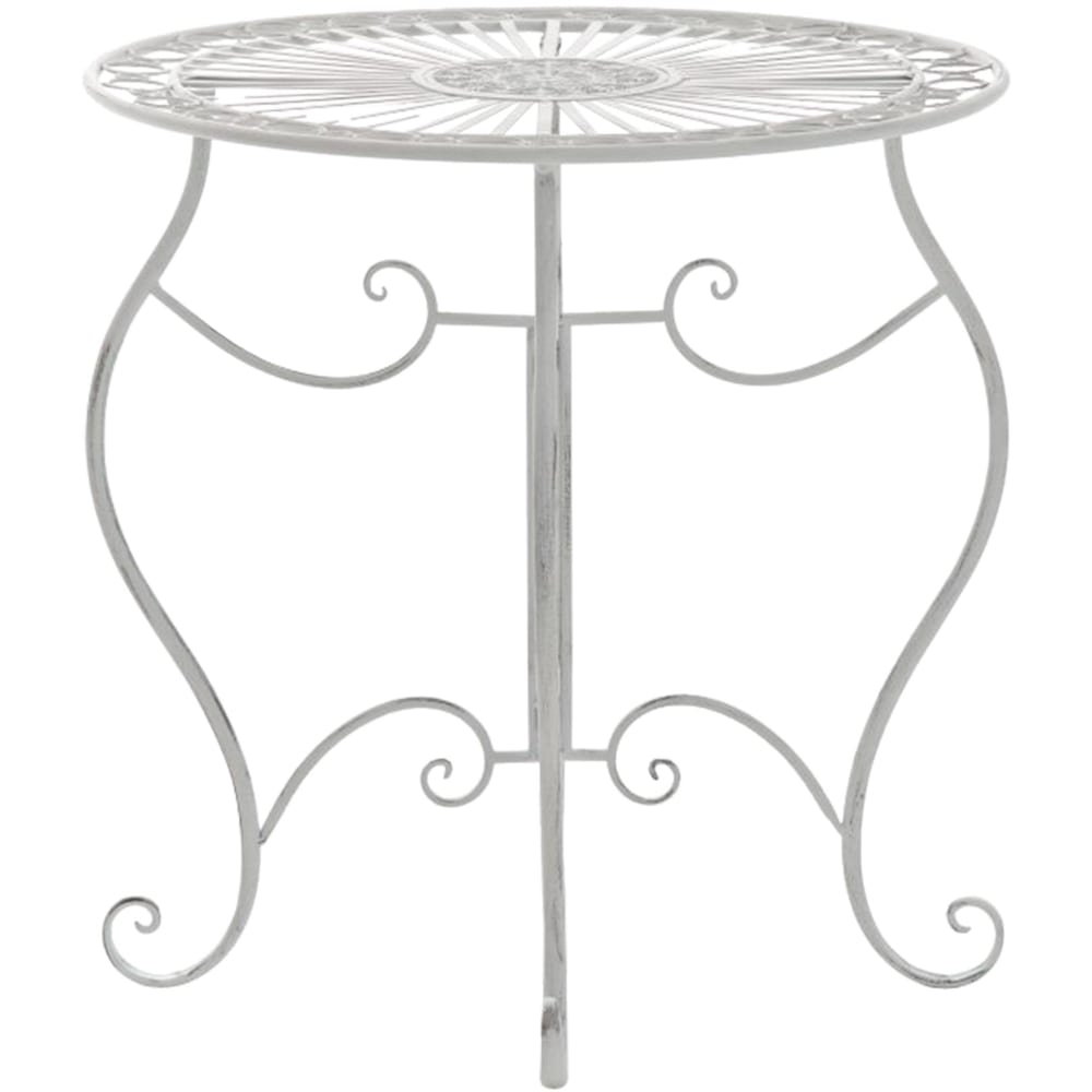 Table de jardin avec plateau rond en metall blanc antique - Maisons du Monde