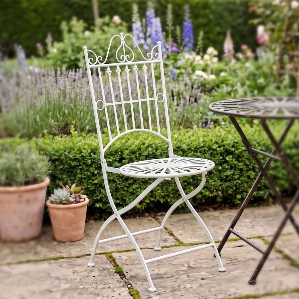 Sedia da giardino in metallo colore bianco - Modello Country - Metallo