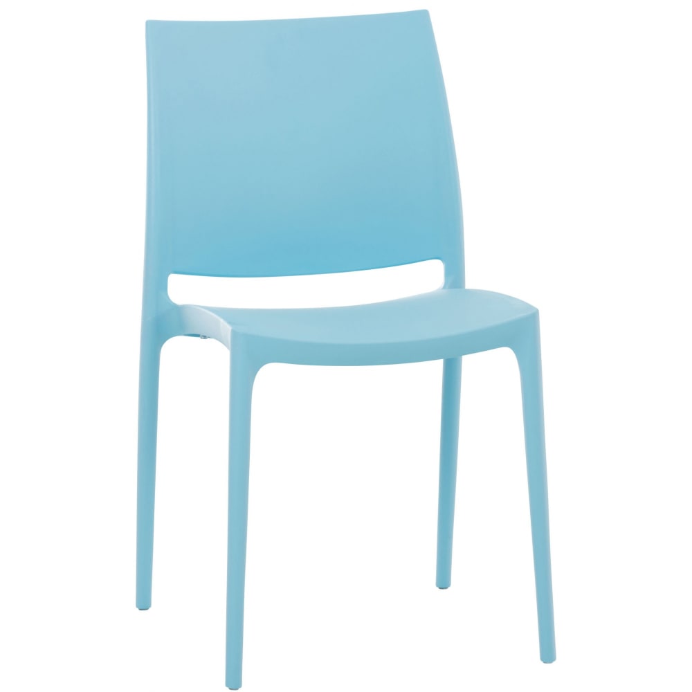 Sedia da esterno impilabile resistente in plastica colore azzurro