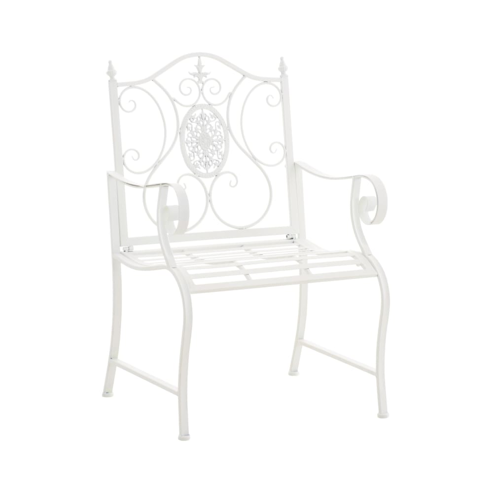 Chaise de jardin avec accoudoirs en métal Blanc