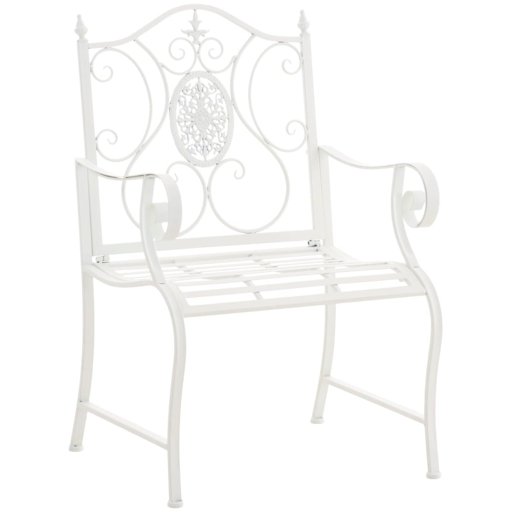 Silla de exterior con reposabrazos en metal blanco - Maisons du Monde