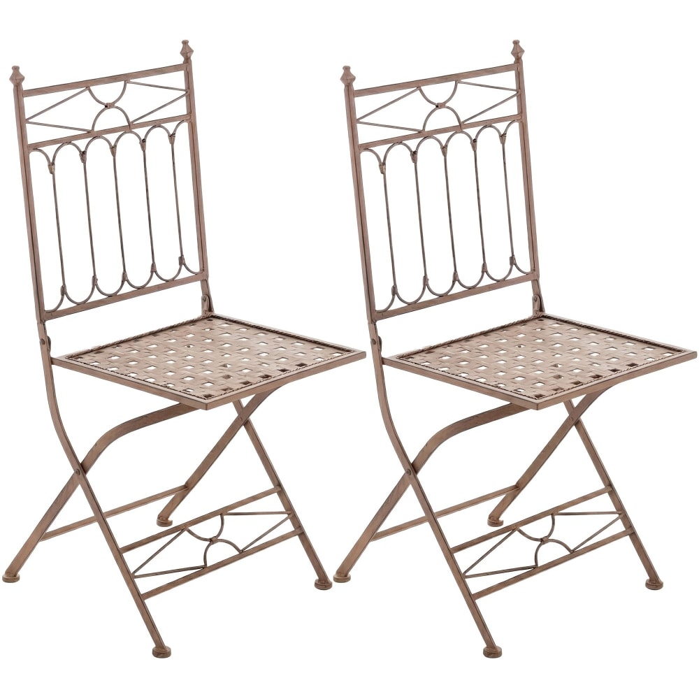 Set di 2 sedie da giardino in metallo colore antico marrone - CLP