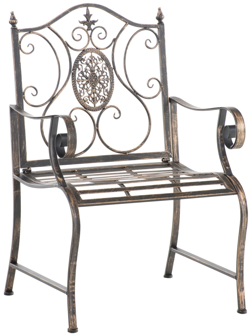 Chaise de jardin avec accoudoirs en métal Bronze