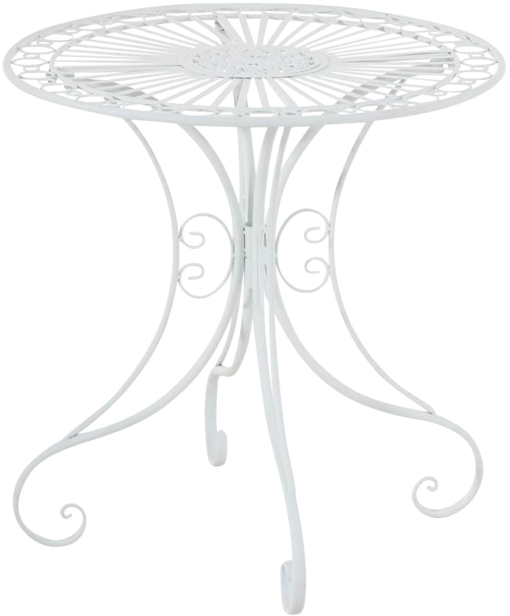 Table de jardin avec plateau rond en métal Blanc