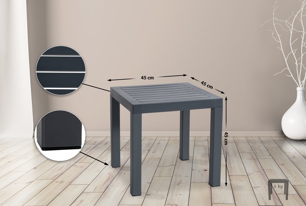 Mesa cuadrada de exterior para 4 personas en plástico gris oscuro - Maisons du Monde