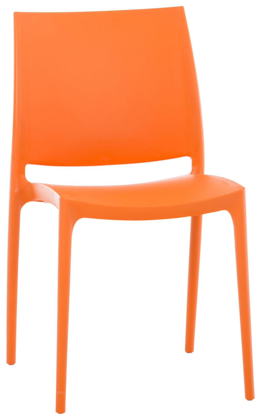 Chaise de jardin empilable résistante aux UV en plastique Orange