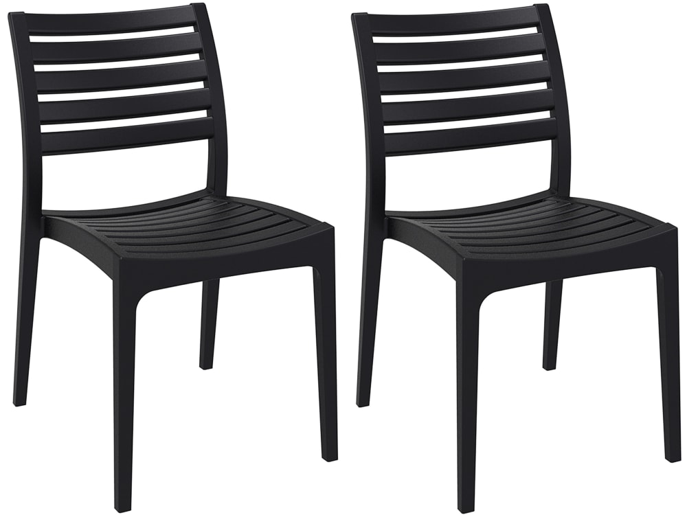 Lot de 2 chaises de jardin empilables en résine Noir