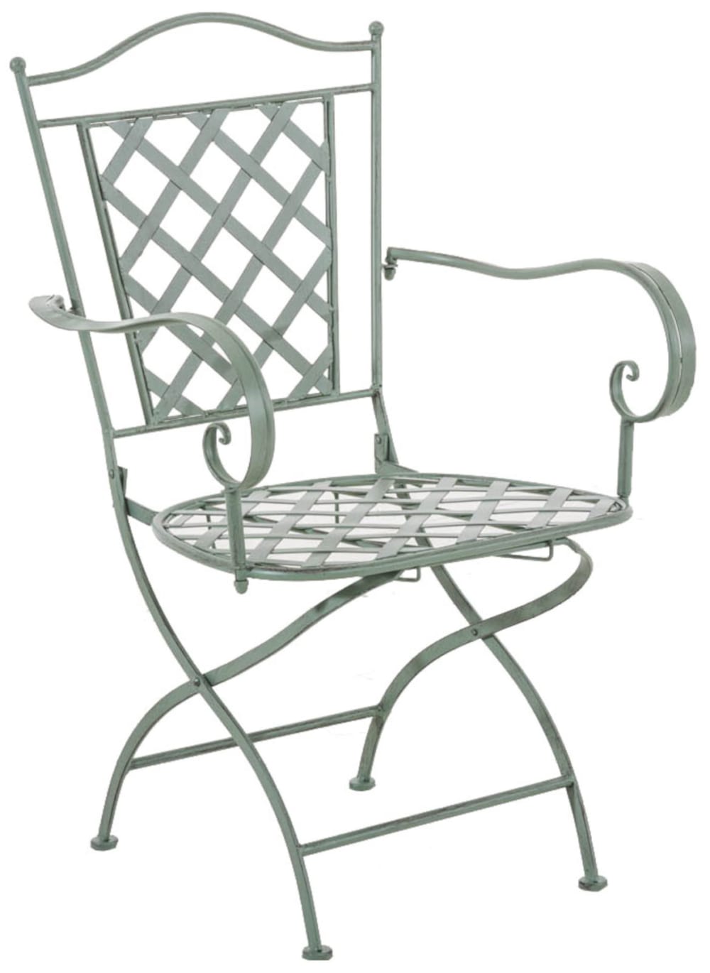Set 2 sedie da esterno con braccioli in Metallo verde antico -