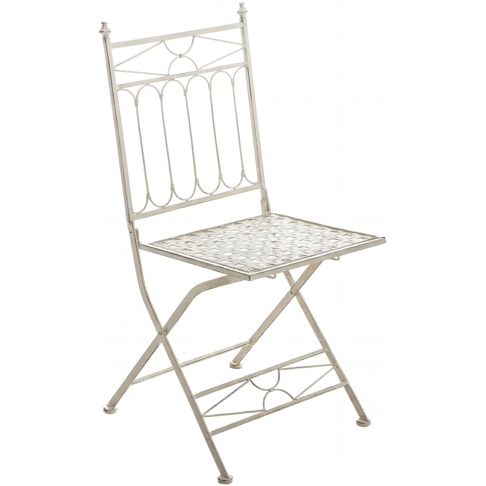 Chaise de jardin pliable en metall crème antique - Maisons du Monde