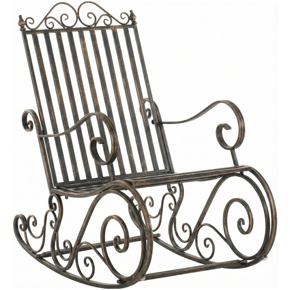 Chaise à bascule d'extérieur en metall bronze