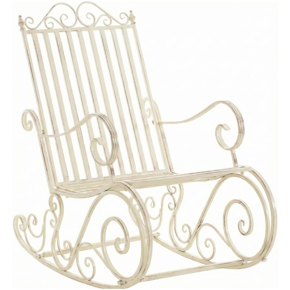 Chaise à bascule d'extérieur en metall crème antique