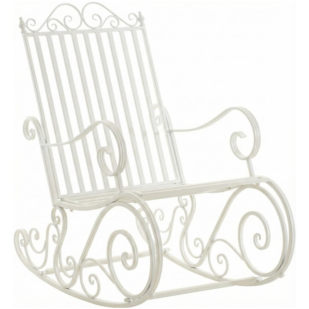Chaise à bascule d'extérieur en metall blanc