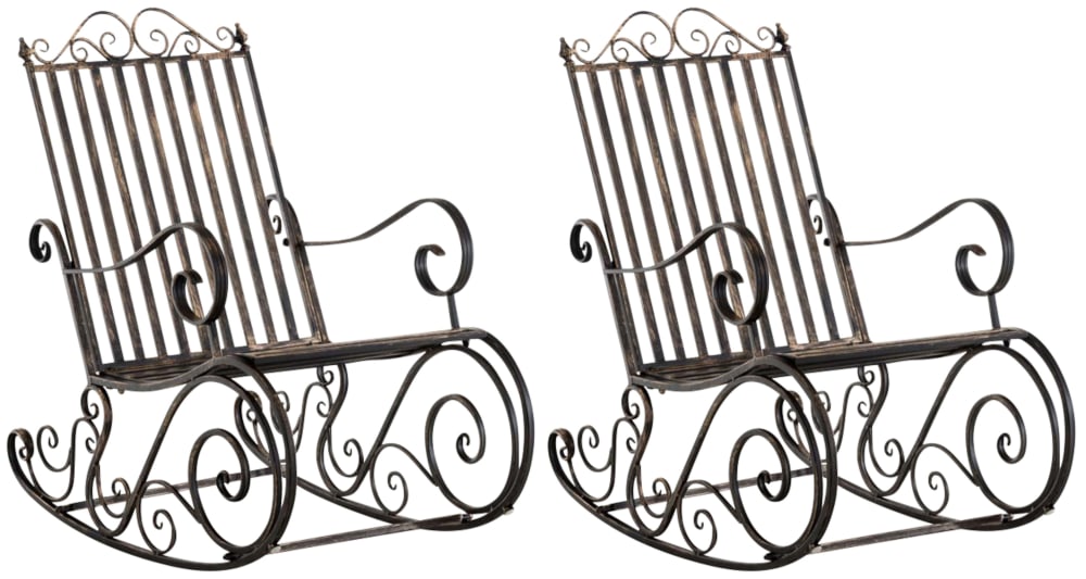 Lot de 2 fauteuils à bascule pour jardin en métal Bronze