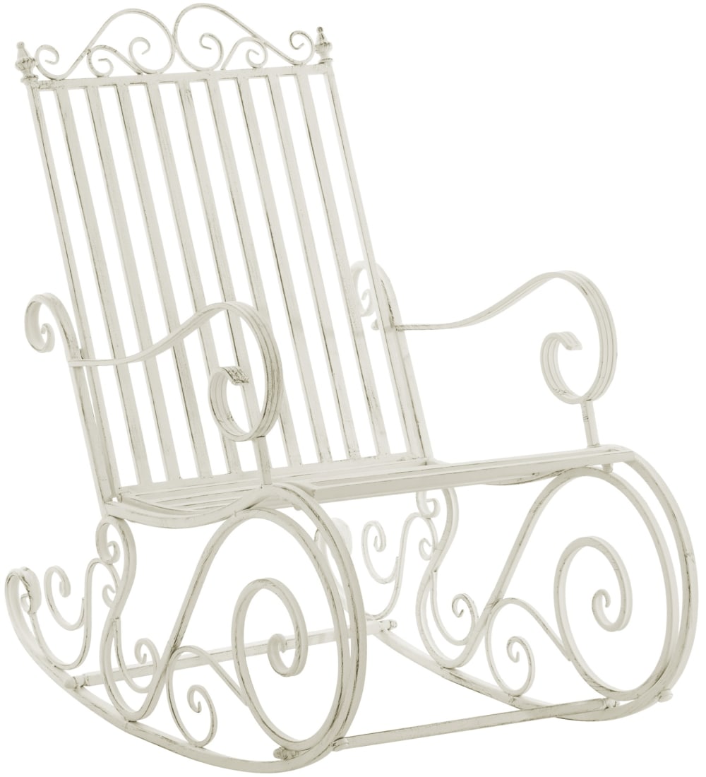 Chaise à bascule d'extérieur en métal Blanc antique